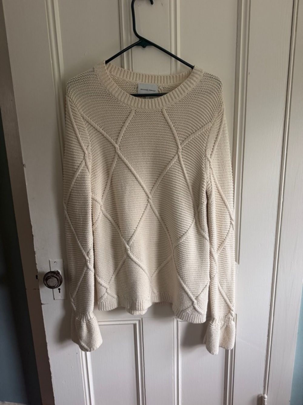 Cable Stitch Crewneck Sweater in Cream